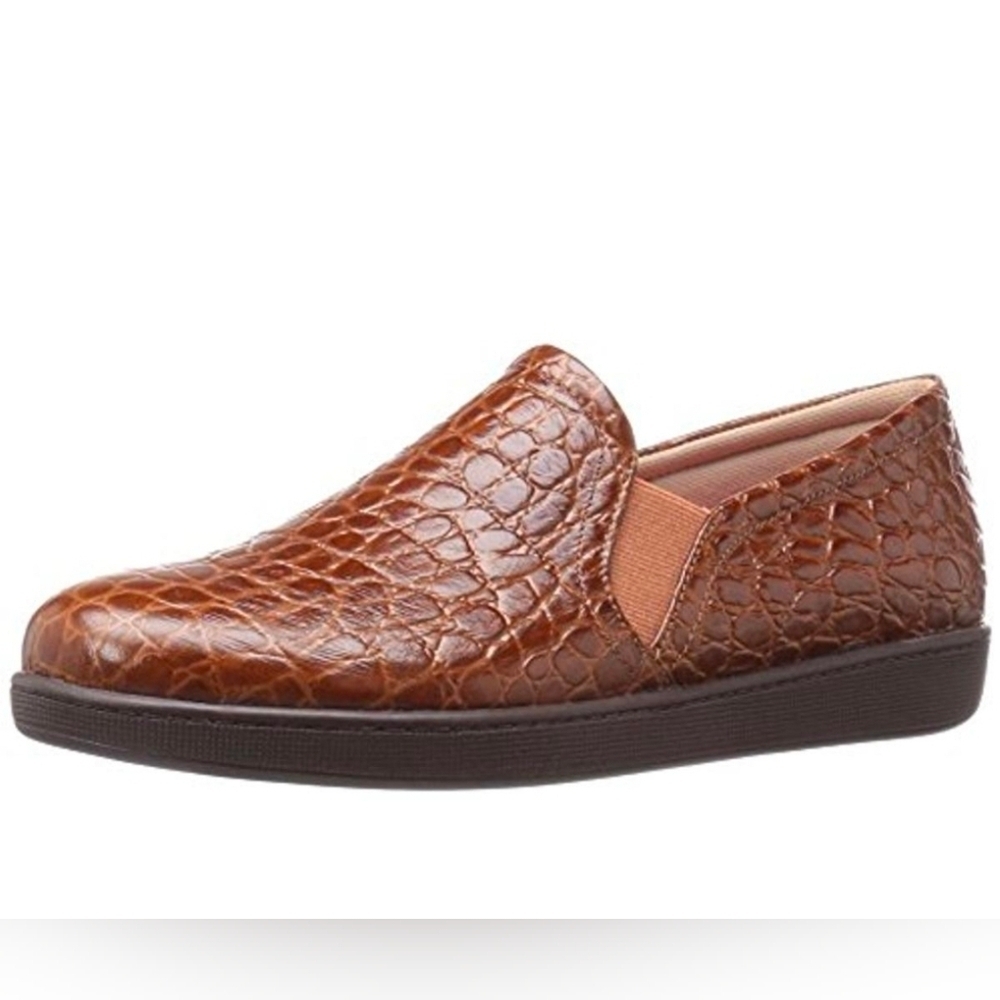 Trotters Brown Textured Loafers Leather Upper Sz 7 Gentle Used